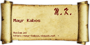 Mayr Kabos névjegykártya